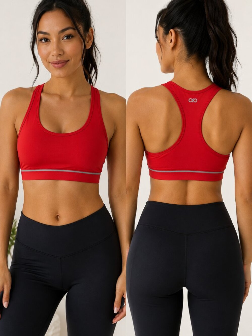 Infinitely Strong Red Racerback Sports Bra Reflective Trim Size Medium M